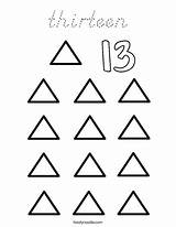 Coloring Thirteen Number 13 Triangles Color Print Twistynoodle Ll Outline Noodle Favorites Login Add sketch template
