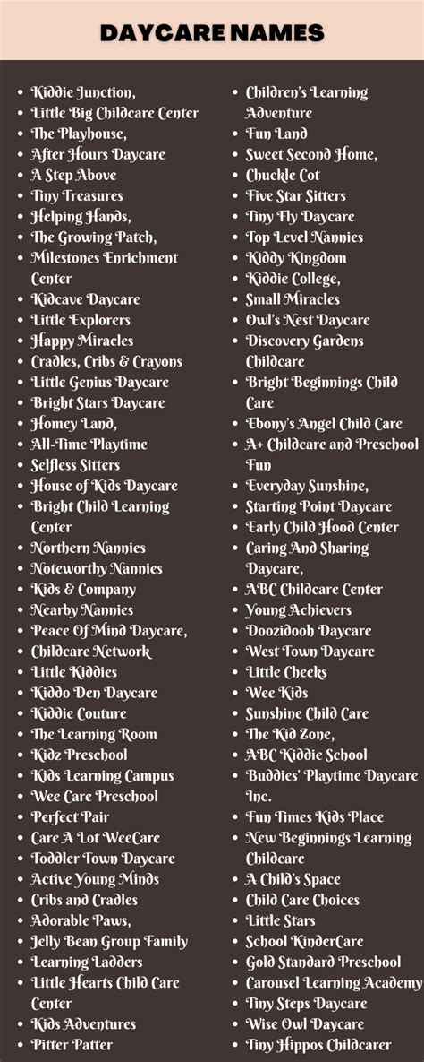 450 inspiring daycare names for you