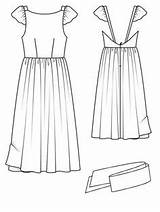 Dress Burdastyle Dresses Patterns Sewing Burda Open Sew Back Summer Strap Bodice Integrated Lining Sleeve Clothes Pattern Diy Backs Vintage sketch template