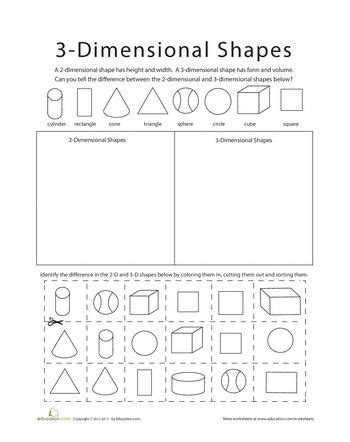 sort 2d and 3d shapes kindergarten shapes kindergarten worksheets