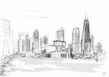 Chicago Skyline Sketch Outline Coloring Drawing City Cubs Paintingvalley Bulls Sketches Drawings 11kb 1759 sketch template