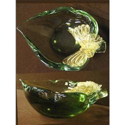 murano leafy bowl  green translucent