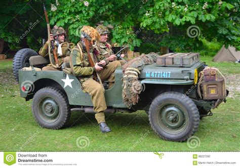 World War 2 Jeep With Men Dressed As World War 2 American