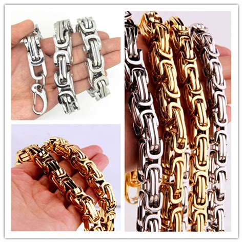 7 40 huge heavy 316l stainless steel silver gold color byzantine chain