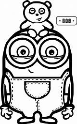 Minions Coloring Pages Cute Minion Bob Bear sketch template