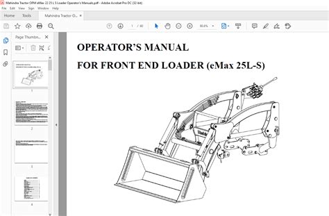 mahindra tractor emax    front  loader operators manual   heydownloads