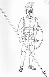 Hoplite Greek Soldier Colouring Parker Alex Digital sketch template