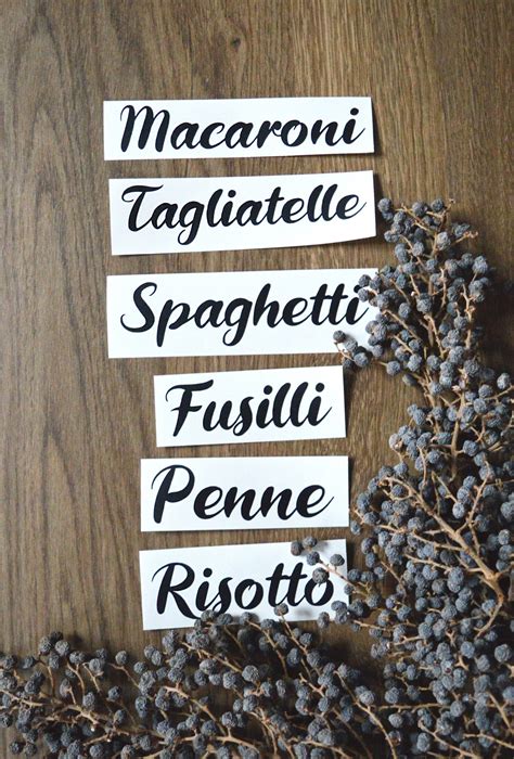 italian label text stickers commission cabinet organize sticky letters pasta spaghetti label