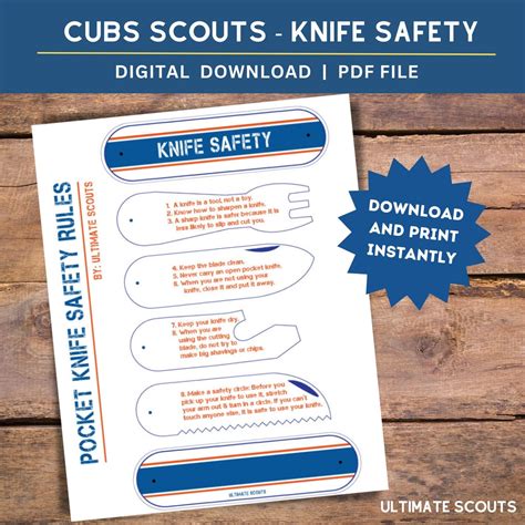 pocket knife safety  kids printable cub scouts pocket etsy