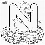 Letter Coloring Nest Sesame Street Abc Pages Bigbird Alphabet sketch template