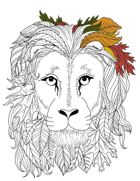 printable adult coloring page zentangle lion  thetealtrunkstudio