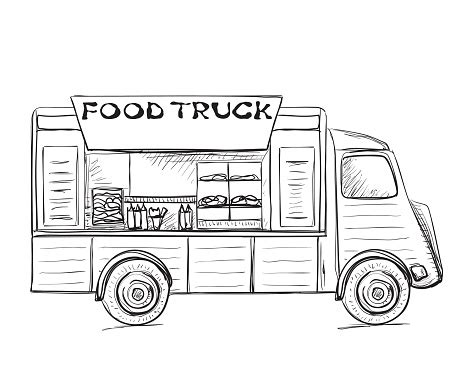 hand drawn food truck stock illustration  image  istock
