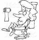 Toilet Coloring Cartoon Woman Stuck Toilets Pages Vector Clipart Outlined Getdrawings sketch template