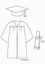 Graduation Gown Cap Coloring Diploma Dress Drawing Pages Printable Color Getdrawings Getcolorings Comments sketch template