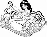 Jasmine Coloring Princess Pages Disney Mulan Rajah sketch template