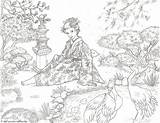 Garden Japanese Coloring Drawing Tranquil Mcpherson Jennifer Drawings Pages Fineartamerica Geisha Book Adult Designlooter Sold Line 567px 07kb Sheets sketch template