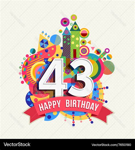 happy birthday  year greeting card poster color vector image