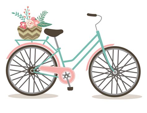 romantic bicycle clip art set   pretty