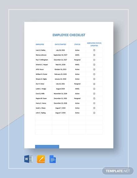 free 20 employee checklist samples and templates in excel