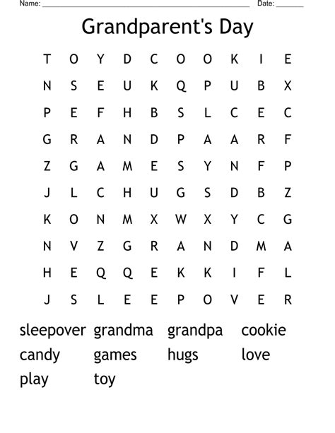 grandparents day word search wordmint