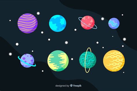 vector planets  stars flat design collection