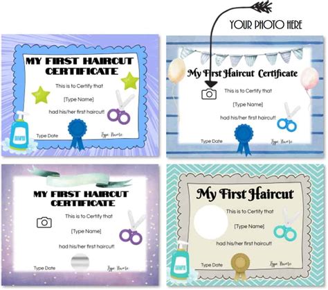 babys  haircut certificate editable  printable