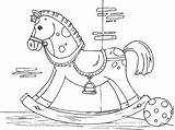 Horse Rocking Coloring Pages Cheval Bascule лошадка качалка Horses Drawings Animaux sketch template