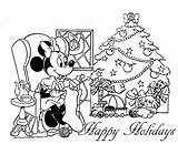 Coloring Disney Minnie Mouse Christmas Pages Mickey Xmas Colouring Printable Kids Sheets Tree Knitting Drawing Color Print Adult Year Getcolorings sketch template