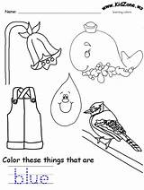 Worksheets Kindergarten Color Coloring Blue Comments sketch template
