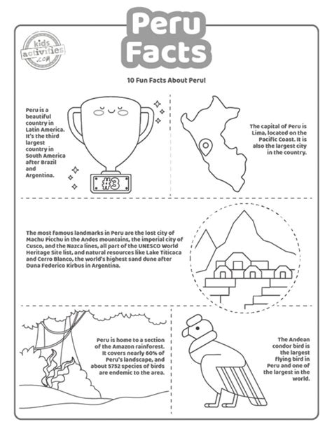 fun facts  peru coloring pages kids activities blog