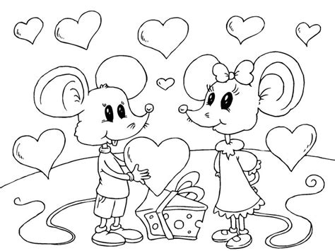 valentines mice coloring page valentines day coloring page