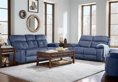 corinne blue  pc reclining living room living room sets blue blue living room sets blue