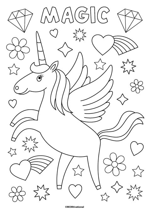 fun   unicorn coloring pages  kids momtivational