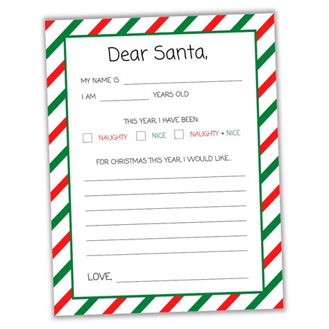 printable dear santa letter template  kids  craft