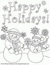 Coloring Pages Holidays Holiday Happy Printable Christmas Drawing Family Christmascard Fun Colouring Sheets Kids Print Adults Clipart Cool Year Happyfamilyart sketch template