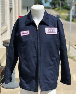 cintas navy blue rps housing janitor work uniform full zip unisex jacket size  ebay