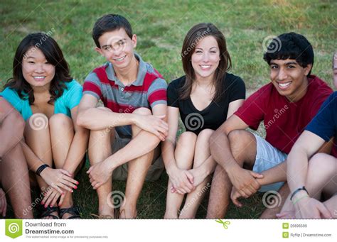 Group Of Multi Ethnic Happy Teenagers Outside Stock Image