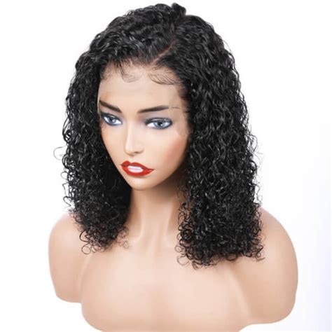 natural virgin brazilian hair curly lace front bob wigs lfbbdc