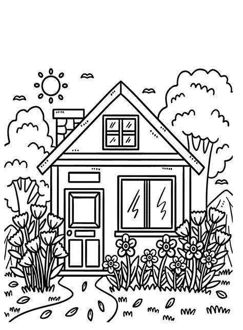 house  garden coloring sheet  printable coloring pages