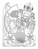 Nautilus Octopus Ocean Seashells sketch template