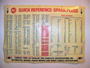 vintage spark plug quick reference chart ac gm delco   mancave collection ebay