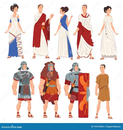 roman men and women in traditional clothes collection ancient rome