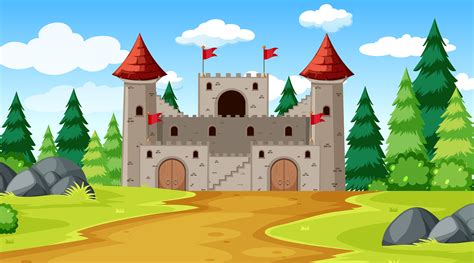 fantasy castle background  vector art  vecteezy