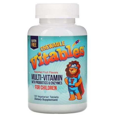 vitables chewable multi vitamins  probiotics enzymes  children assorted fruit flavors