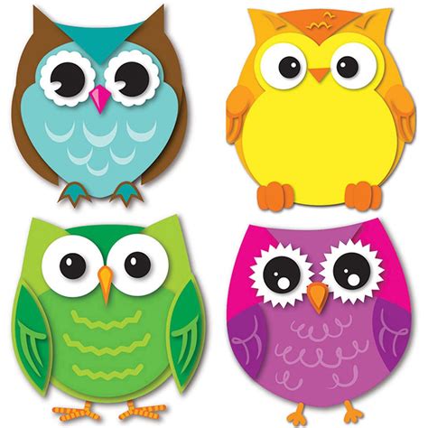 colorful owls mini cut outs pack   cd  carson dellosa