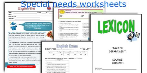 special  worksheets