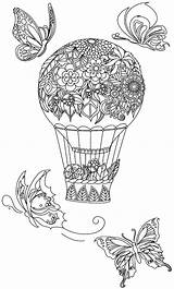 Air Coloring Balloon Hot Pages Adult Colouring Adults Balloons Books Floral Tractor Butterfly Flowers sketch template