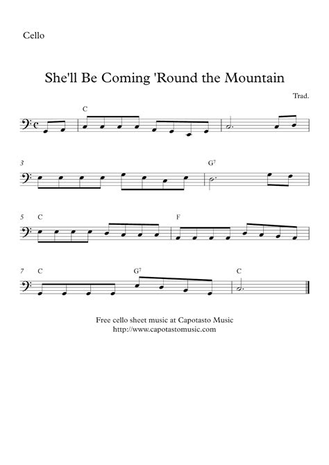 easy cello sheet  shell  coming   mountain