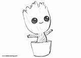 Groot Easy Baby Coloring Pages Printable Kids Sketch Adults Template sketch template