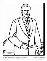 Coloring Presidents Pages President Bush George Leaders Printables American First Clinton Bill sketch template